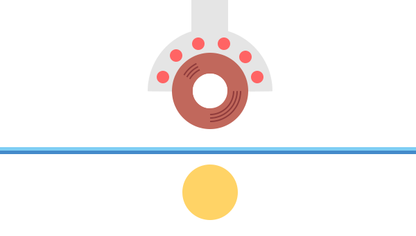 ロール転写の解説GIFアニメーション 円筒外周へのロール転写